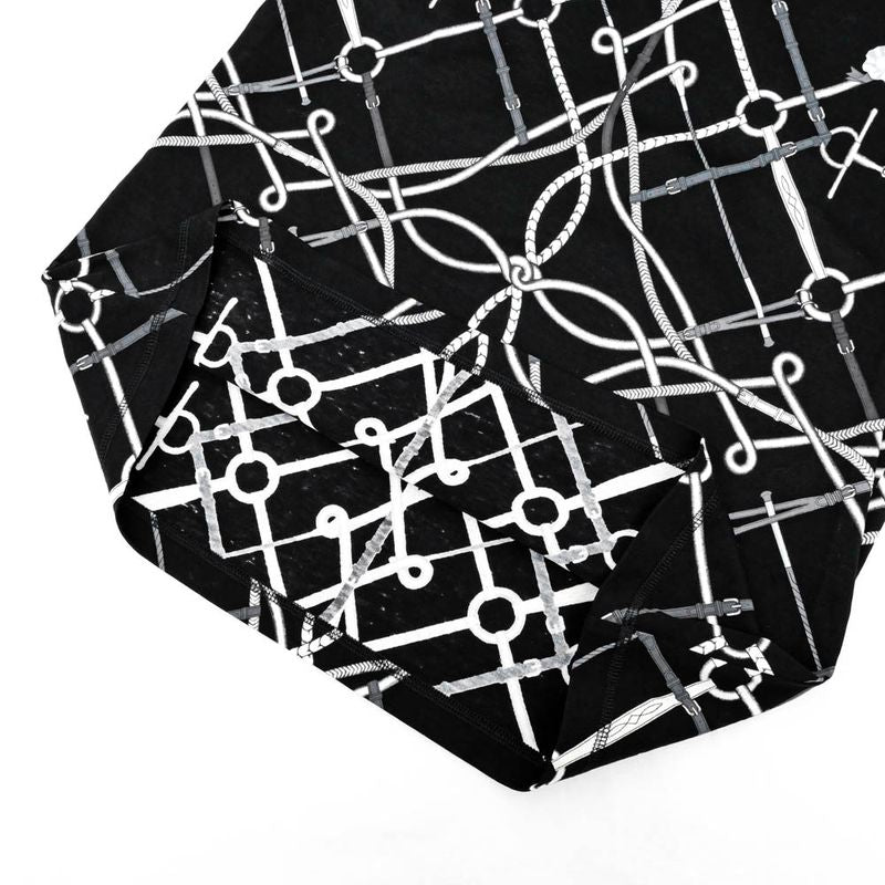 Hermes T-shirt Perfect Course Black White Size 34 Cotton Short Sleeve