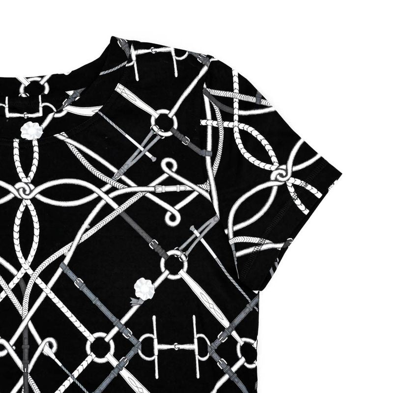 Hermes T-shirt Perfect Course Black White Size 34 Cotton Short Sleeve