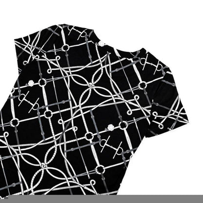 Hermes T-shirt Perfect Course Black White Size 34 Cotton Short Sleeve