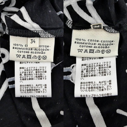 Hermes T-shirt Perfect Course Black White Size 34 Cotton Short Sleeve