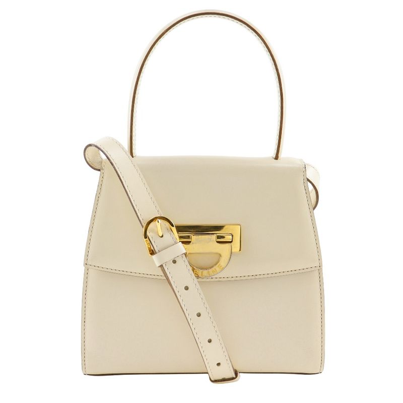 Celine 2way Shoulder Vintage Calf White Women's Handbag