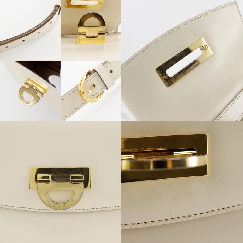 Celine 2way Shoulder Vintage Calf White Women's Handbag