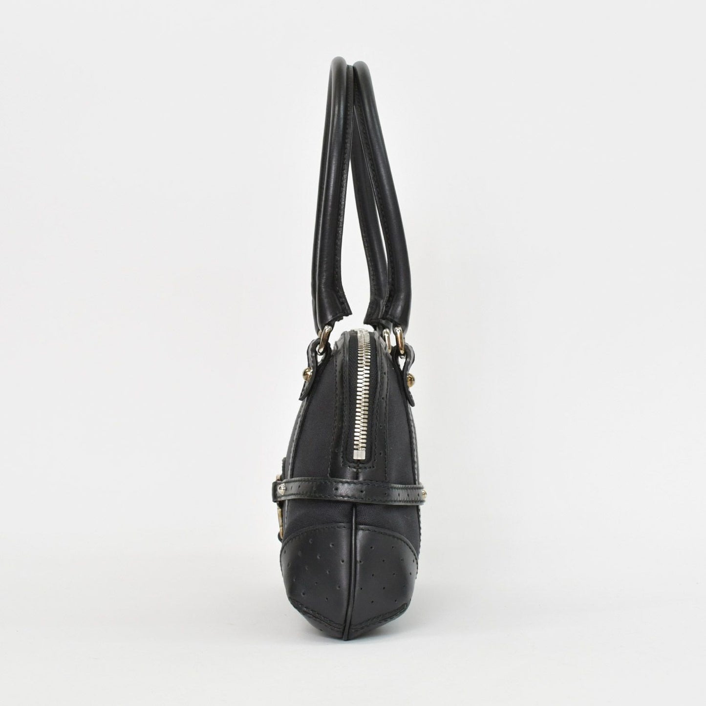 Gucci Interlocking G Handbag Canvas Leather Black Silver — view 2