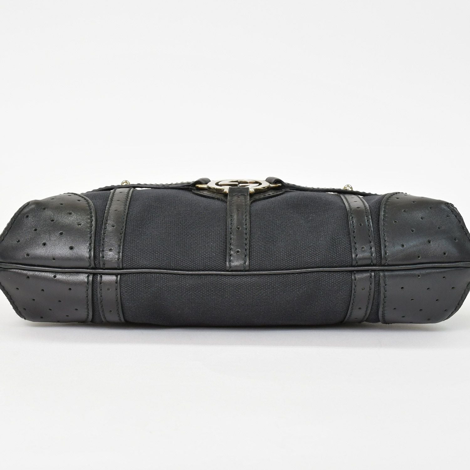 Gucci Interlocking G Handbag Canvas Leather Black Silver — view 7