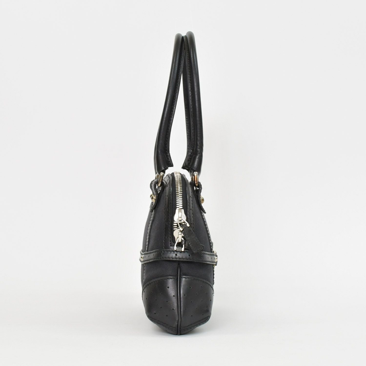 Gucci Interlocking G Handbag Canvas Leather Black Silver — view 4