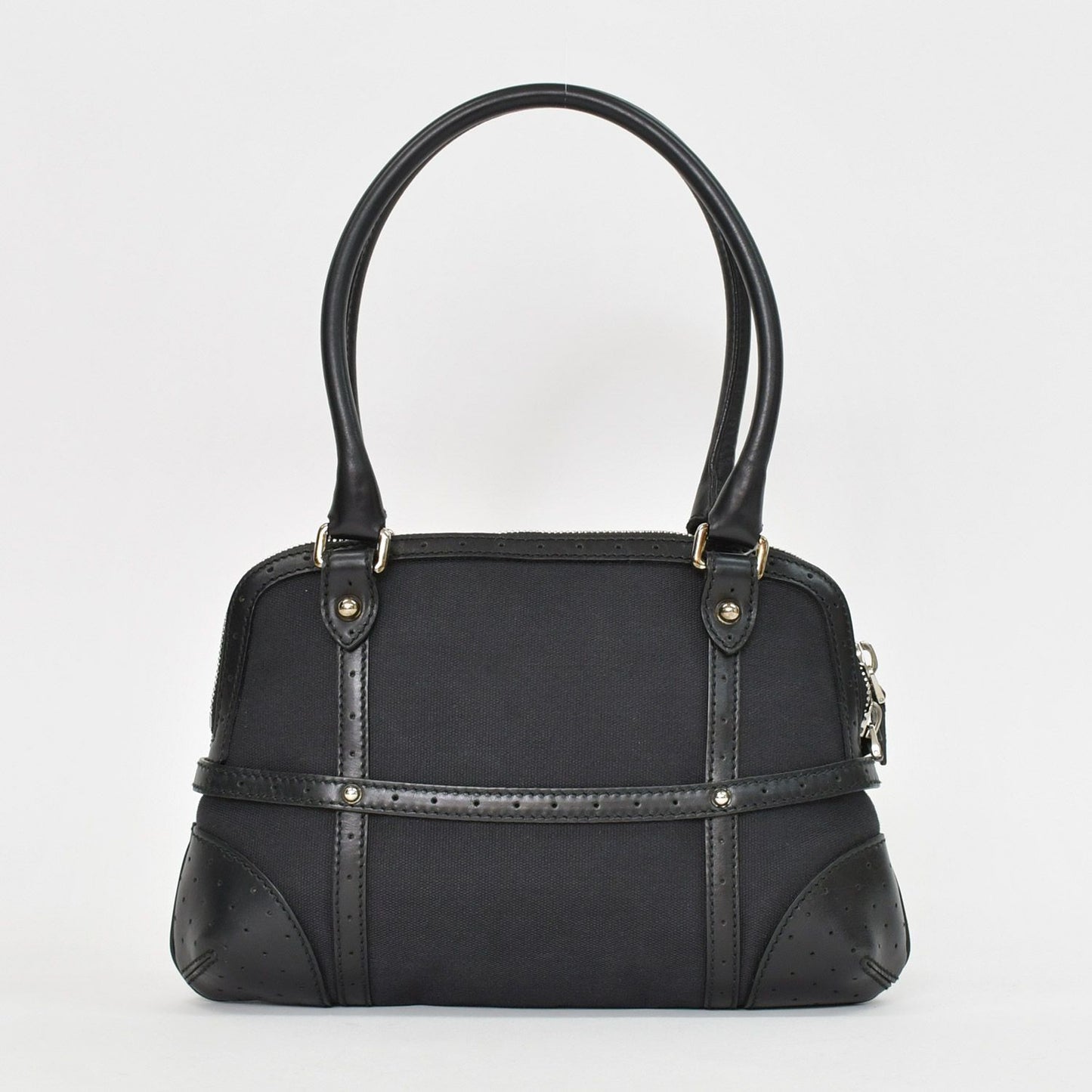 Gucci Interlocking G Handbag Canvas Leather Black Silver — view 3
