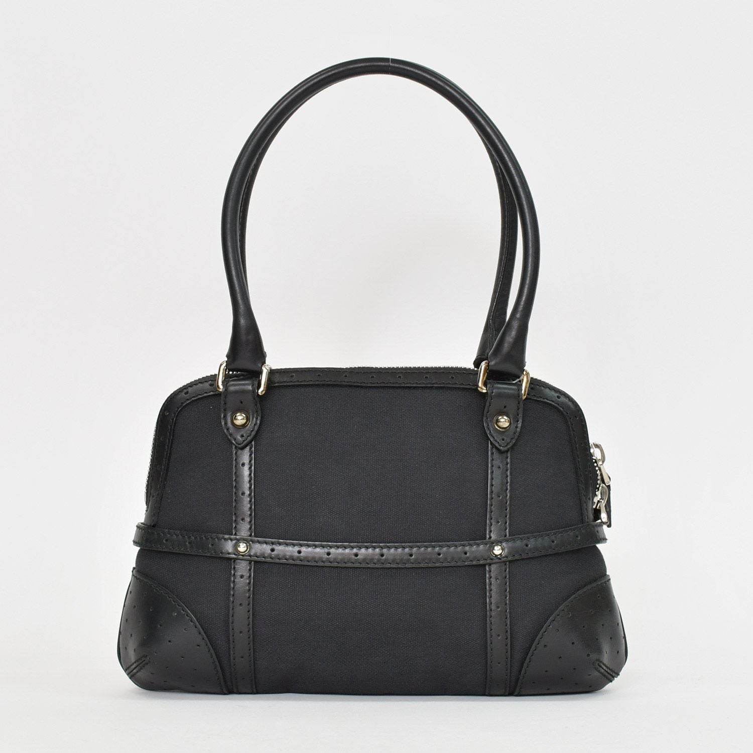 Gucci Interlocking G Handbag Canvas Leather Black Silver — view 3