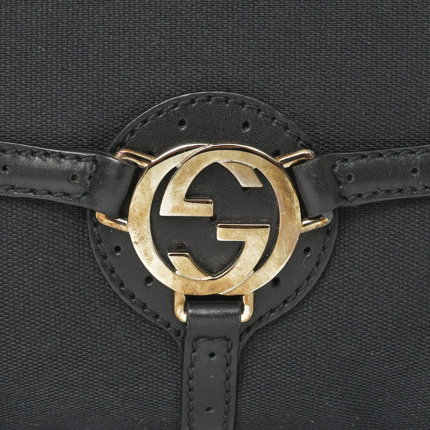 Gucci Interlocking G Handbag Canvas Leather Black Silver — view 5