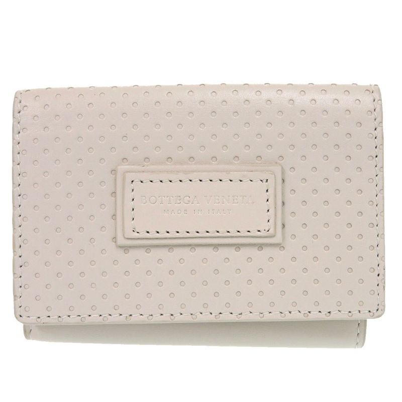 Bottega Veneta Leggero Compact Wallet 515385 Calf Bianco Mist Ivory Tri-Fold