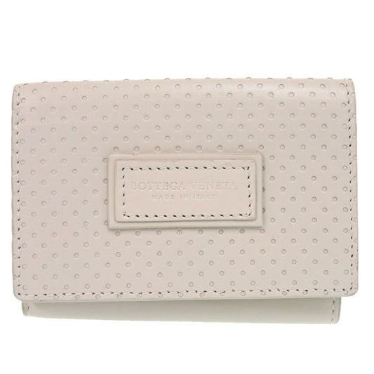 Bottega Veneta Leggero Compact Wallet 515385 Calf Bianco Mist Ivory Tri-Fold