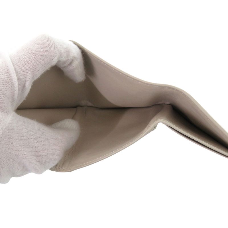 Bottega Veneta Leggero Compact Wallet 515385 Calf Bianco Mist Ivory Tri-Fold