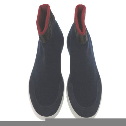 Unused Fendi Ff Logo Sock Sneakers Zucca Knit Sneakers Navy Red Brown 2024 Fendi