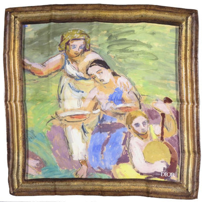 Dior Silk Brown Green Yellow Multicolor Scarf 0671 Dior