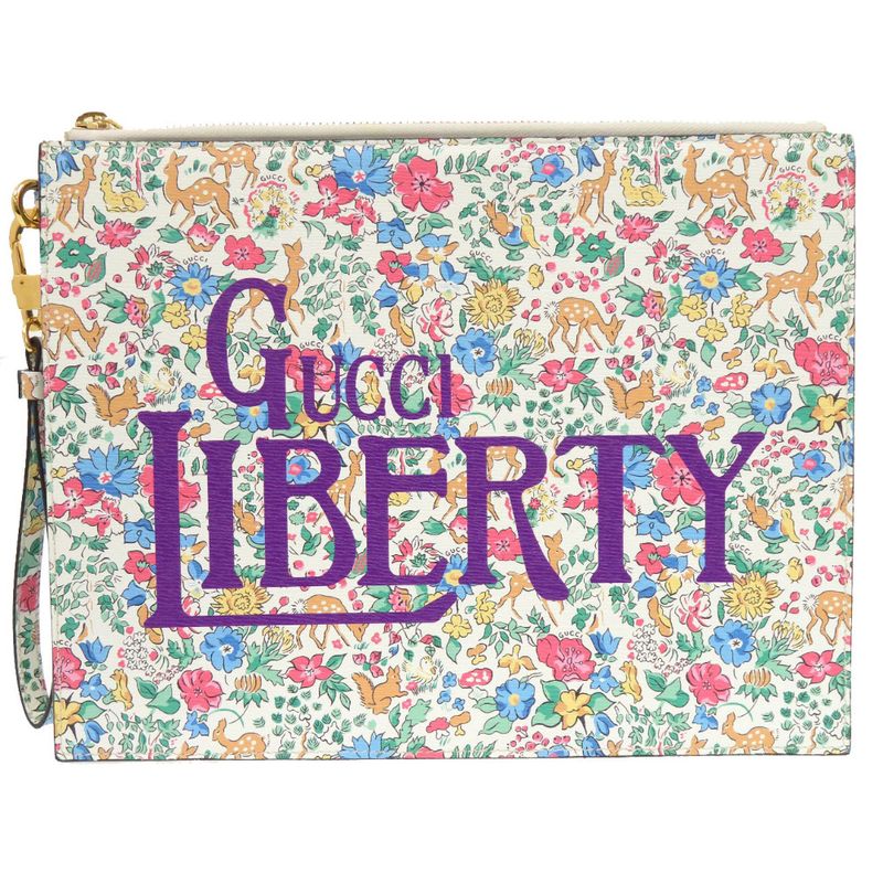 Gucci Liberty Collaboration Floral Pattern 636252 Leather White Light Blue