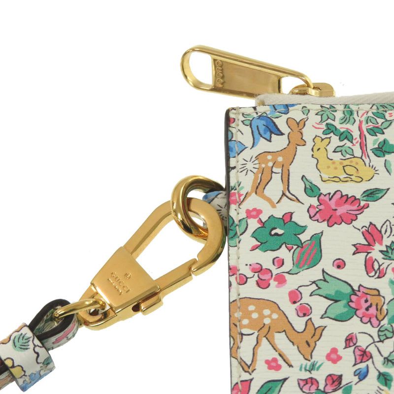Gucci Liberty Collaboration Floral Pattern Leather White Light Blue