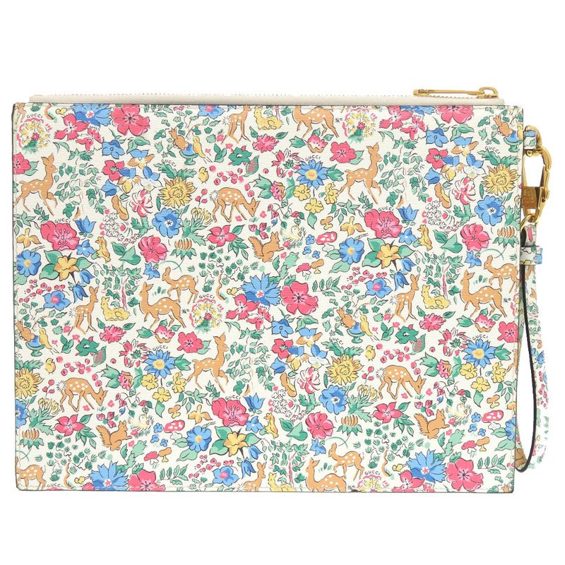 Gucci Liberty Collaboration Floral Pattern Leather White Light Blue