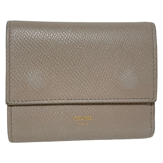 Celine Trifold Wallet Small Trifold Wallet Gray Beige Leather