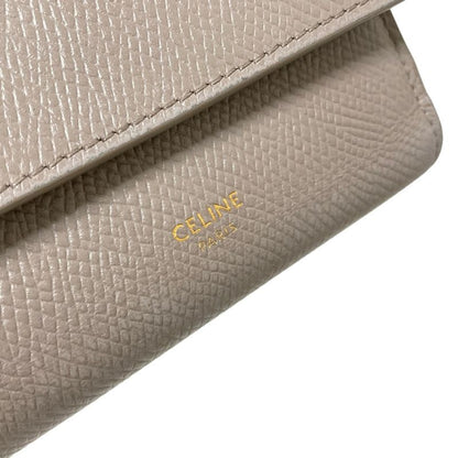 Celine Trifold Wallet Small Trifold Wallet Gray Beige Leather