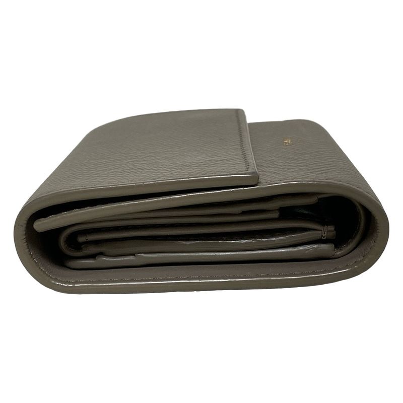 Celine Trifold Wallet Small Trifold Wallet Gray Beige Leather