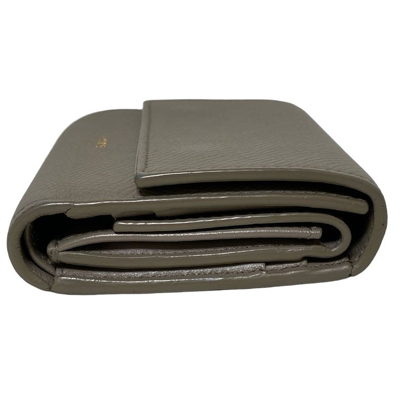 Celine Trifold Wallet Small Trifold Wallet Gray Beige Leather