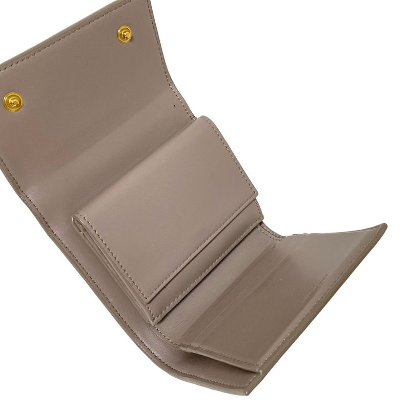 Celine Trifold Wallet Small Trifold Wallet Gray Beige Leather