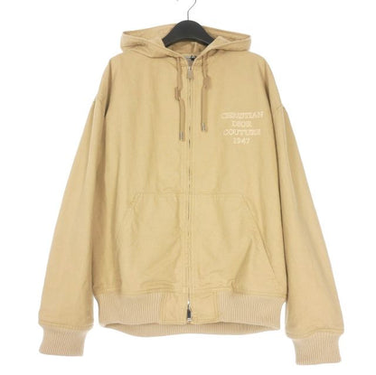 Dior 24ss Logo Embroidered Zip-Up Hoodie Hooded Jacket Blouson 48 Beige