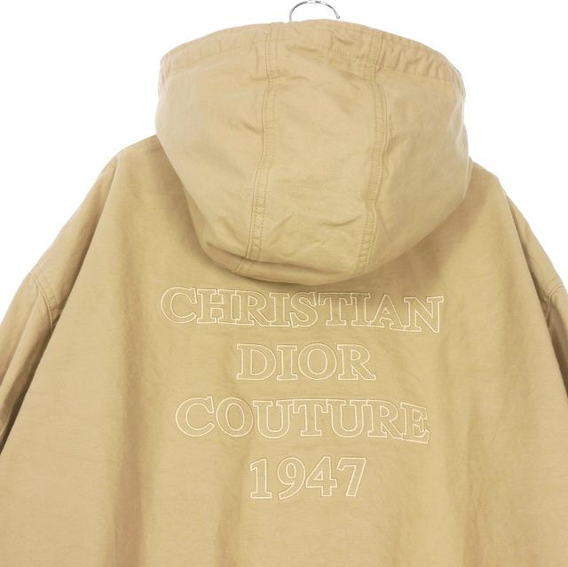 Dior 24ss Logo Embroidered Zip-Up Hoodie Hooded Jacket Blouson 48 Beige