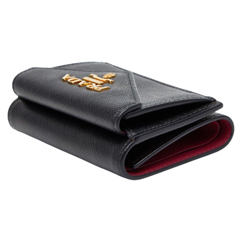 Prada Logo 1mh021 Black Sapphire Leather Women's Prada