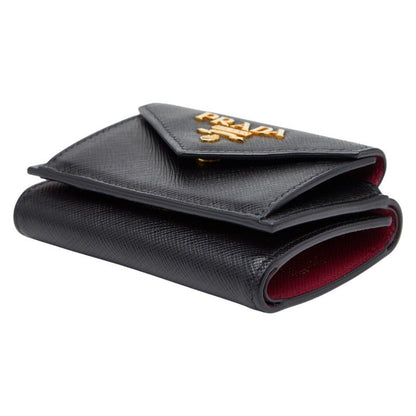 Prada Logo 1mh021 Black Sapphire Leather Women's Prada