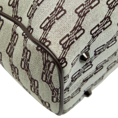 Balenciaga BB Logo Tote Bag Handbag Brown Canvas Leather Women's Balenciaga