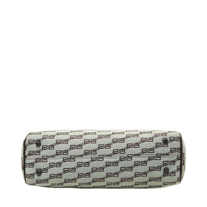 Balenciaga BB Logo Tote Bag Handbag Brown Canvas Leather Women's Balenciaga