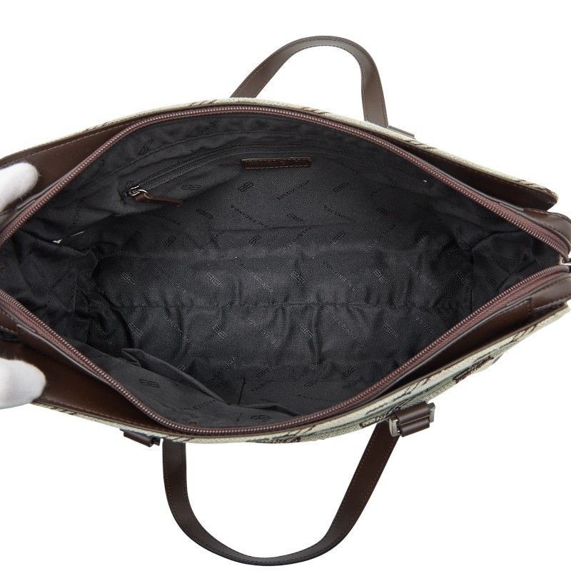 Balenciaga BB Logo Tote Bag Handbag Brown Canvas Leather Women's Balenciaga
