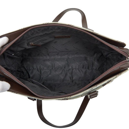 Balenciaga BB Logo Tote Bag Handbag Brown Canvas Leather Women's Balenciaga