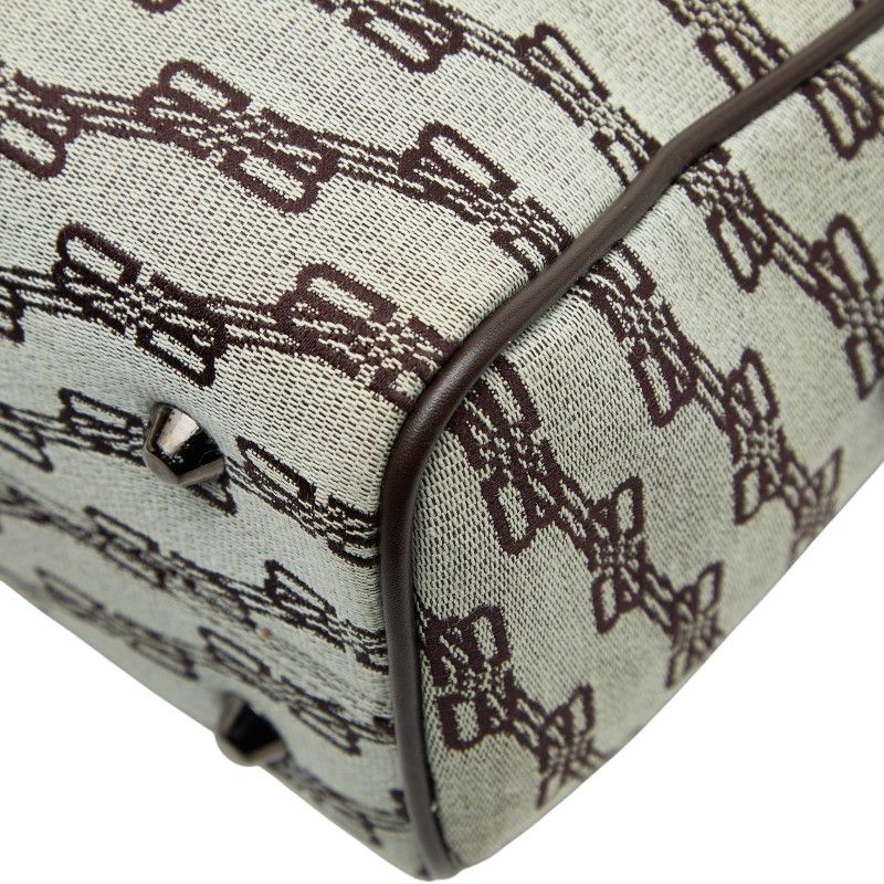 Balenciaga BB Logo Tote Bag Handbag Brown Canvas Leather Women's Balenciaga