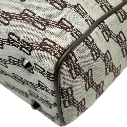 Balenciaga BB Logo Tote Bag Handbag Brown Canvas Leather Women's Balenciaga