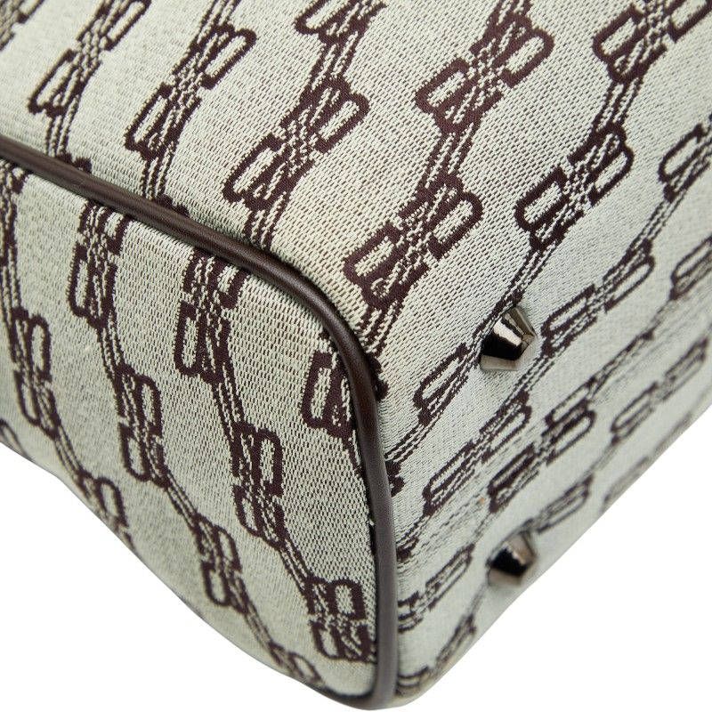 Balenciaga BB Logo Tote Bag Handbag Brown Canvas Leather Women's Balenciaga