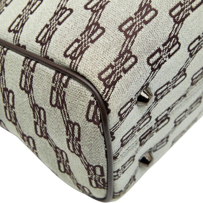 Balenciaga BB Logo Tote Bag Handbag Brown Canvas Leather Women's Balenciaga