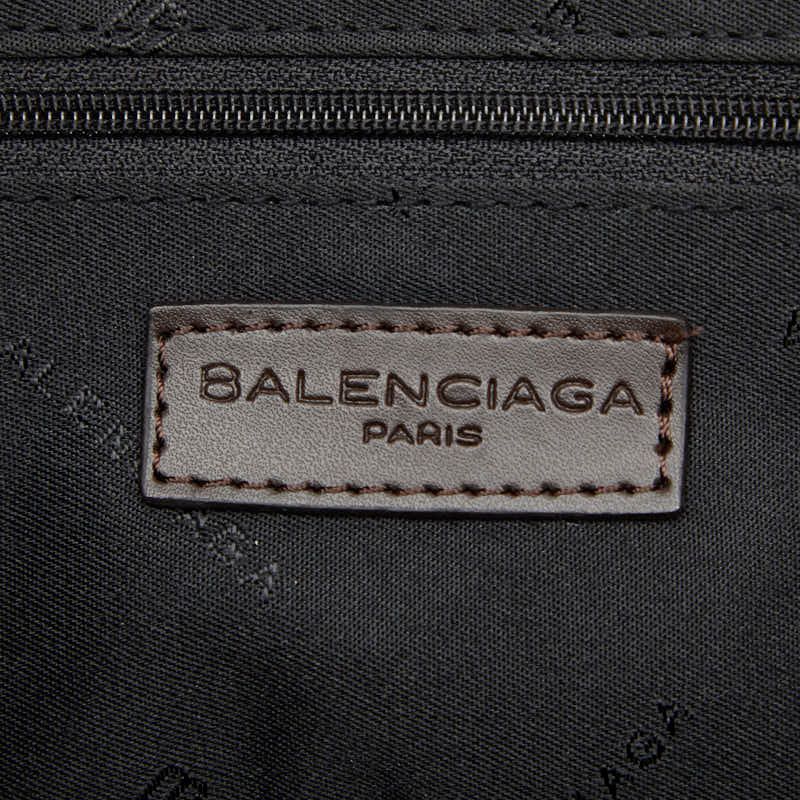 Balenciaga BB Logo Tote Bag Handbag Brown Canvas Leather Women's Balenciaga
