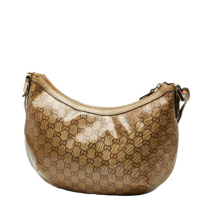 Gucci GG Crystal Sherry Line Crossbody Shoulder Bag 181092 Gold Brown Gray