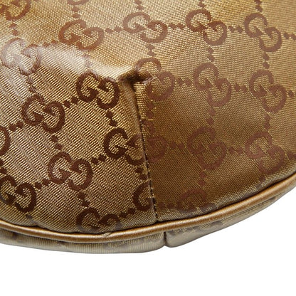 Gucci GG Crystal Sherry Line Crossbody Shoulder Bag 181092 Gold Brown Gray