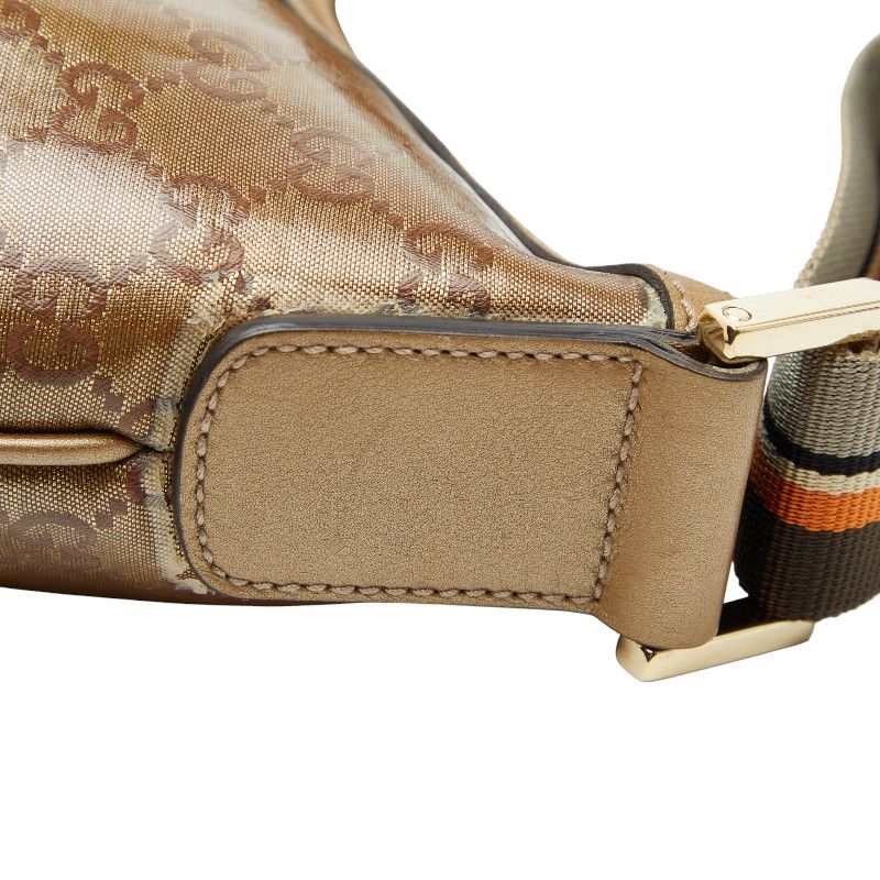 Gucci GG Crystal Sherry Line Crossbody Shoulder Bag 181092 Gold Brown Gray