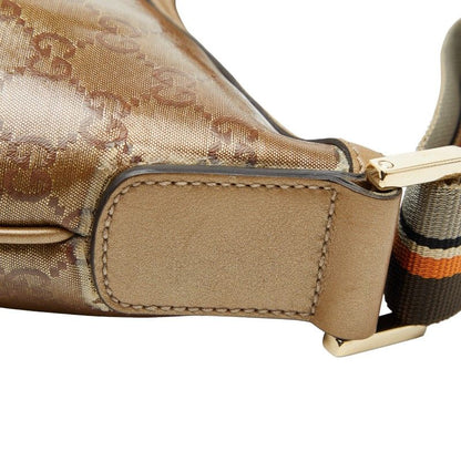 Gucci GG Crystal Sherry Line Crossbody Shoulder Bag 181092 Gold Brown Gray