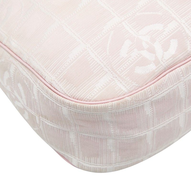 Chanel New Travel Line One Shoulder Bag Pink Nylon Leather Women's Chanel