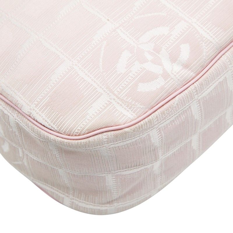 Chanel New Travel Line One Shoulder Bag Pink Nylon Leather Women's Chanel