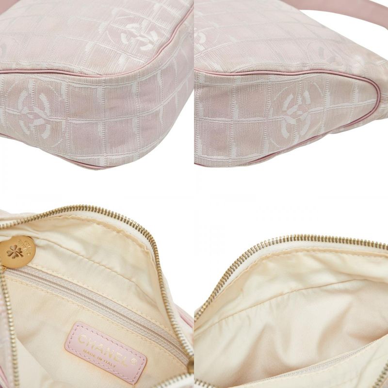 Chanel New Travel Line One Shoulder Bag Pink Nylon Leather Women's Chanel