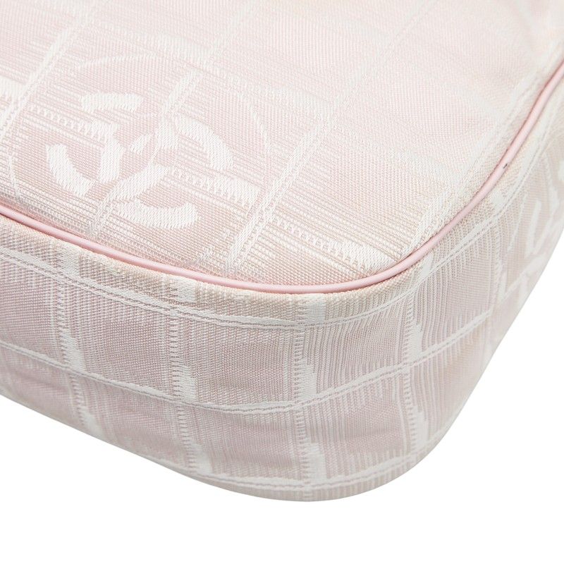 Chanel New Travel Line One Shoulder Bag Pink Nylon Leather Women's Chanel