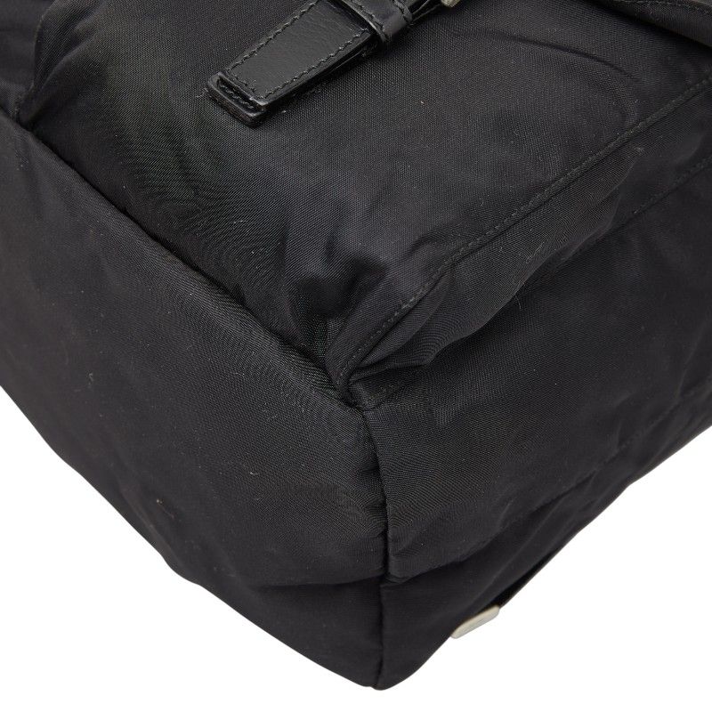 Prada Triangle Logo Plate Rucksack Backpack B2811f Black Nylon Ladies Prada