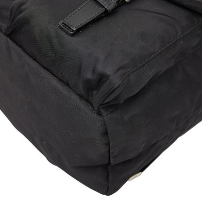 Prada Triangle Logo Plate Rucksack Backpack B2811f Black Nylon Ladies Prada