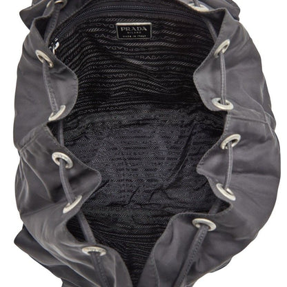 Prada Triangle Logo Plate Rucksack Backpack B2811f Black Nylon Ladies Prada