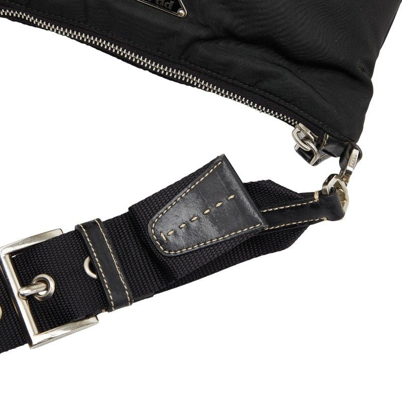 Prada Triangle Logo Plate Black Nylon Leather Men's Prada